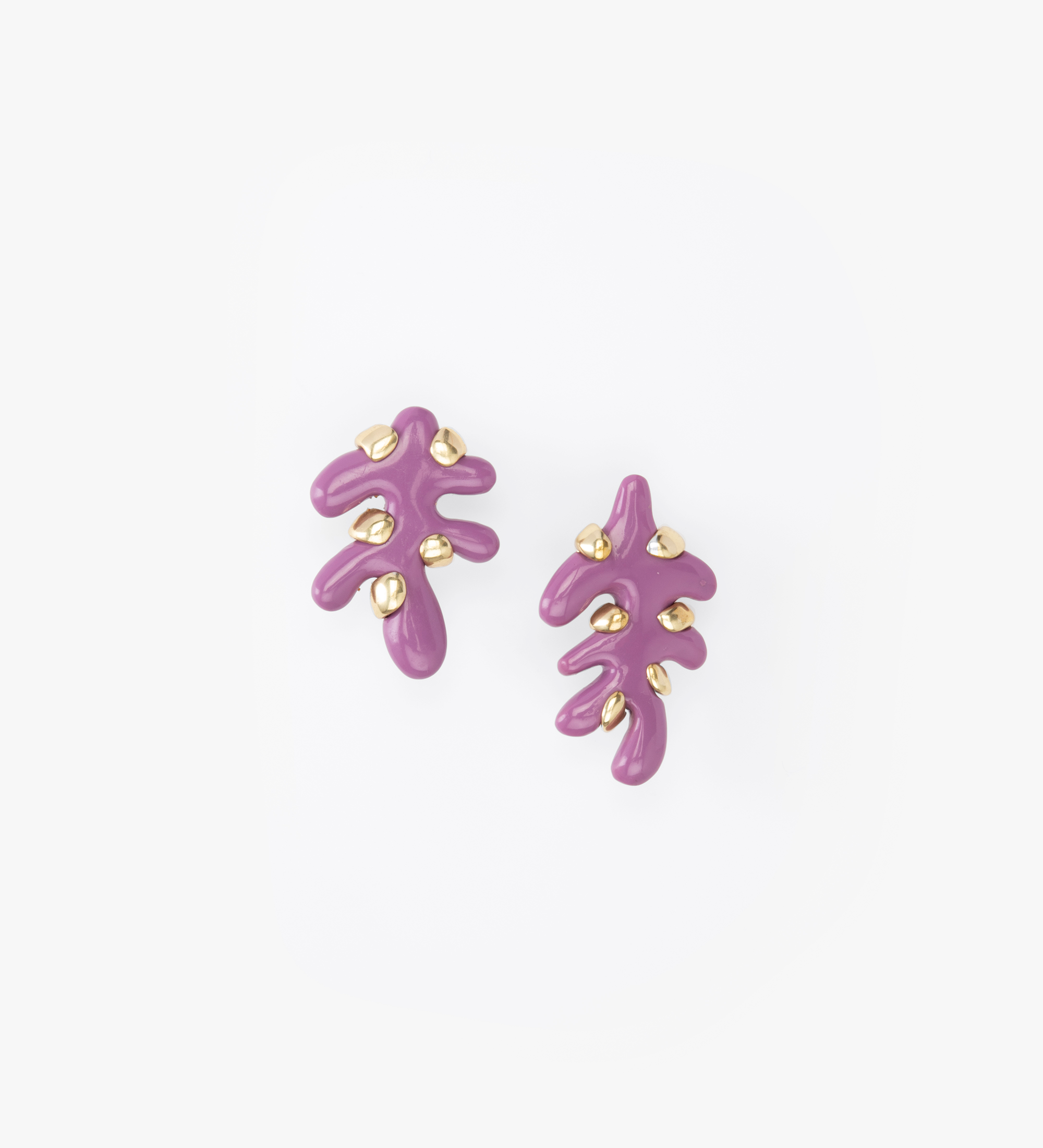 Dinosaur Designs Paradise Leaf Earrings Earrings in Grape color resin with Studs Backing