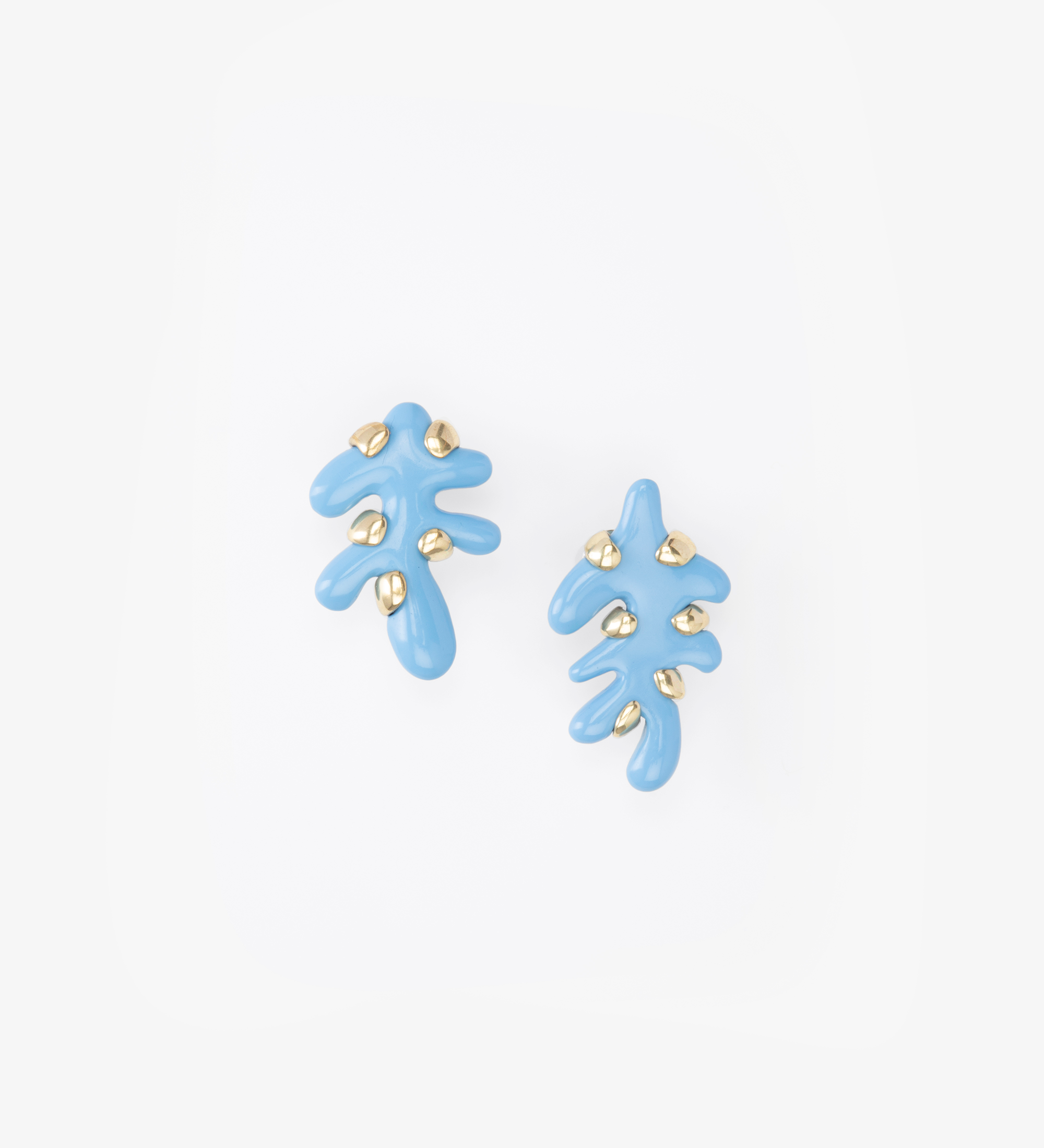 Dinosaur Designs Paradise Leaf Earrings Earrings in Sky color resin with Studs Backing