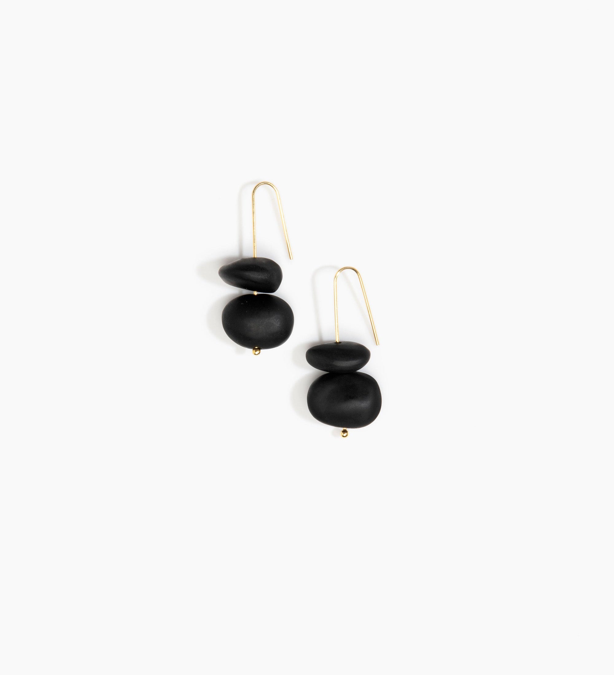 Dinosaur Designs Temple Earth Wire Earrings Earrings in Black color resin with Gold-Filled Material