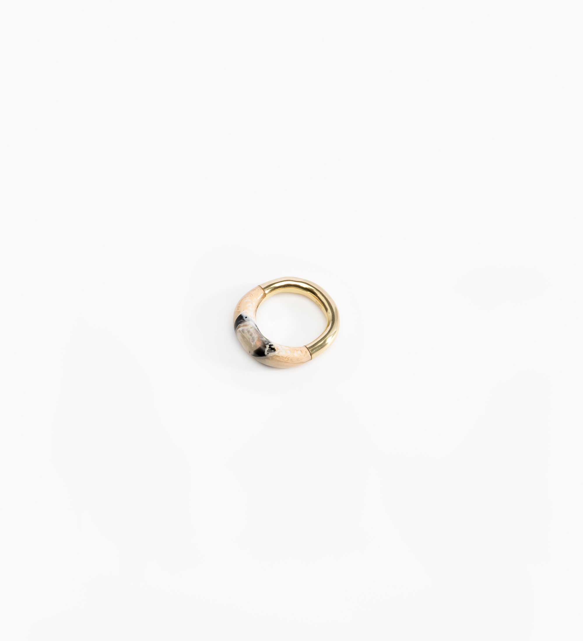 Dinosaur Designs Small Horn Ring Rings in Sandy Pearl color resin with Nano-Coated Brass Material