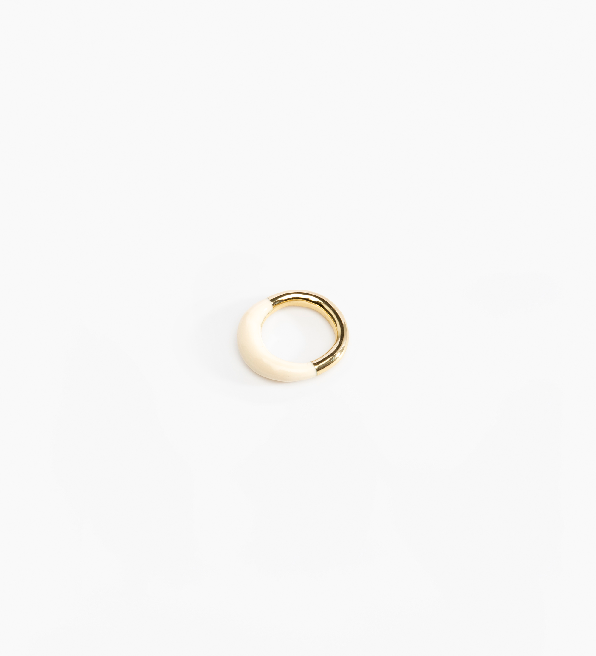 Dinosaur Designs Small Horn Ring Rings in Cream color resin with Nano-Coated Brass Material